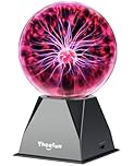 Theefun 6 Inch Plasma Ball Lamp, Touch & Sound Sensitive Plasma Globe Magic Cool Nebula Ambience Light for Christmas, Party, Home Decor, Creative Gift (Red)