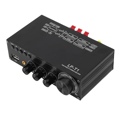 Plyisty 5.1 HiFi Digital Subwoofer Receptor con Control Remoto, Amplificador Estéreo de 2.1 Canales para Cine en Casa, Admite Varias Fuentes de Sonido Externas (Enchufe de la UE)