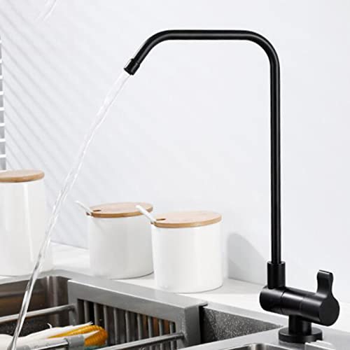 Robinet de cuisine eau filtrée pur-noir en laiton avec bec pivotant