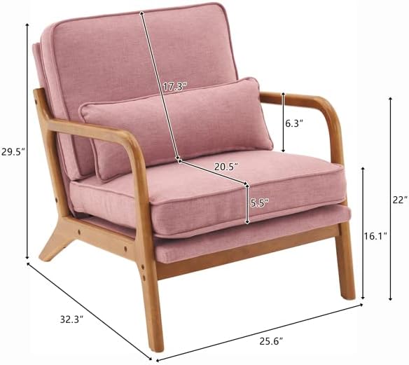 Waiting Room Guest Chair, Office Guest Chair Executive Chair Accent Chairs for Living Room, Reception Lobby Sofa, Comfy Reading, Lounge Side Chair Single Sofa for Apartment 65 x 75 x 81cm(L x W x H)