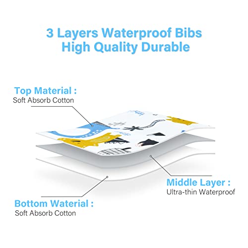 Entyle Unisex Baby Bibs - 3 Pack Baby Drool Bibs For Drooling Eating Teething, Soft And Cotton Absorbent Waterproof Drooler Bibs With Snaps For Newborn Boys Girls (Dinosaur Combination) #TOP1