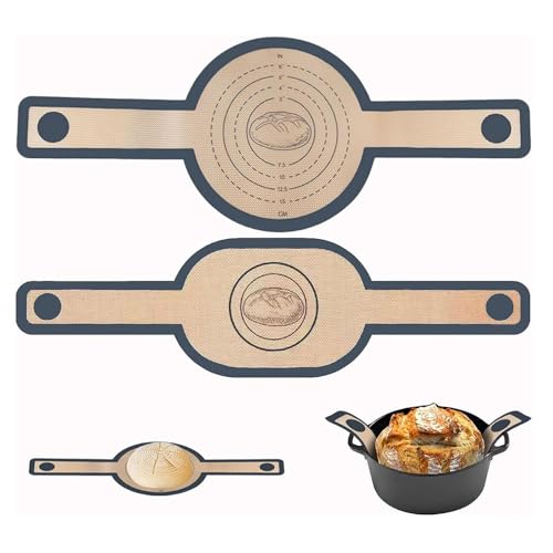 Silicone Bread Sling for Dutch Oven - 2 PCS Non-Stick & Easy Clean Reusable Silicone Baking Mats with Extended Handles for Sourdough Bread