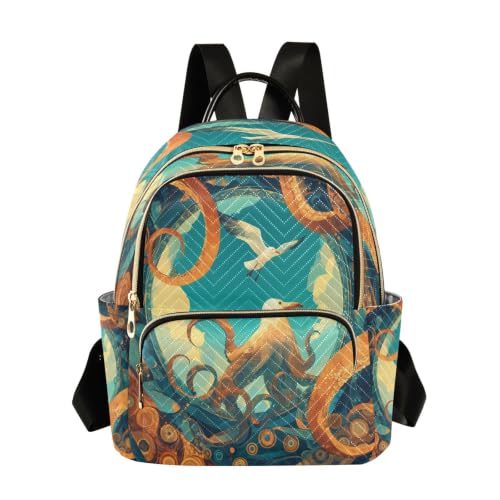 Sac à dos poulpe abstrait pour voyage et mini sac à bandoulière ado