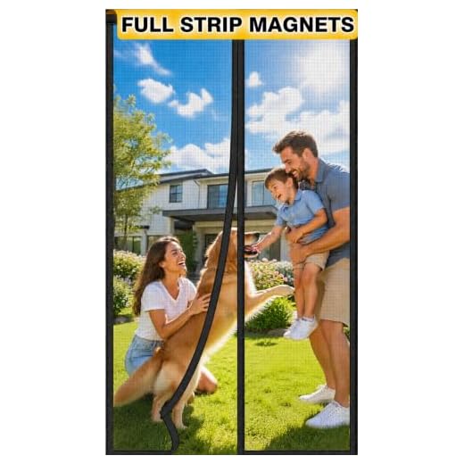 [Upgrade] Magnetic Screen Door Closure Fit Door Size 72” x 80”, Reinforced Fiberglass Double Mesh Curtain, Front Patio Door Mesh Mosquito Net with Full Frame Hook&Loop, Keep Bugs Out - Black