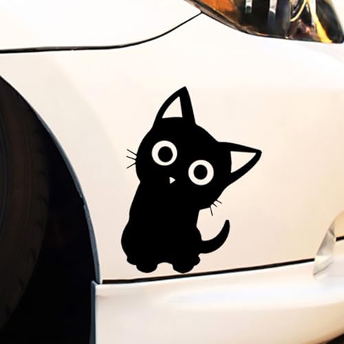 Autocollant de voiture chat noir, autocollant de chat inclinant la tête de dessin animé, autocollant de chat mignon, imperméable, résistant aux UV et à la décoloration, convient pour voitures, motos – vue 6