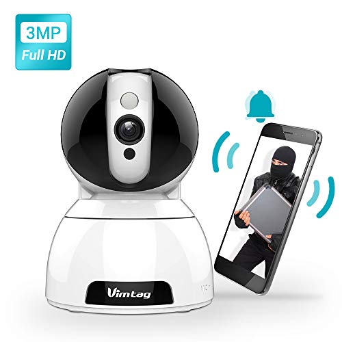 Vimtag Dome Security Camera Indoor, 3MP WIFI Home Camera, Surveillance IP Camera with 360° PTZ, Motion Detection, 2-Way Audio, Night Vision Dog Cam, Baby/Pet/Nanny Monitor Android iOS App Available