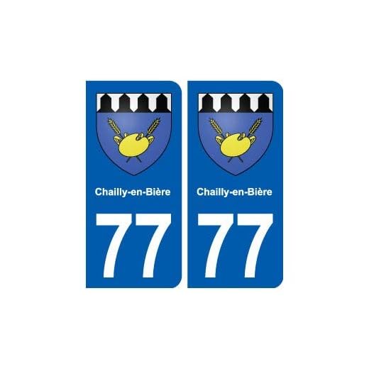 77 Chailly-en-Bière blason autocollant plaque stickers ville - Angles : arrondis