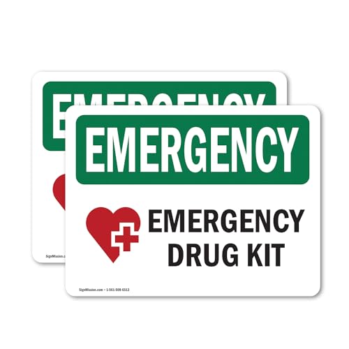 (2 Pack) Drug Kit With Symbol OSHA Emergency Sign 5 Inch X 3.5 Inch Vinyl Label Decal Sticker Weather Resistant, UV Protected for Workplace, Business, and Construction Site, Made in the USA