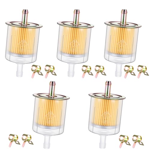 5 Sets 5/16 Inch Fuel Filter Inline 5/16 Fuel Filter Universal Gas Inline Fuel Filters Gas Fueled Filter for Tractors Cars Trucks Motorcycles Rv