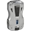 Lotus GT Cigar Lighter with Double Pinpoint Wind-Resistant Torch Flames, Metal Housing, Two Fold-Out Cigar Punches, Two-Sided Fuel Level Window, Large Tire-Shaped Flame Adjuster (Silver & Black Matte)