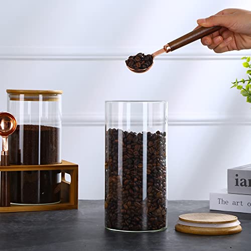 Zomuia Glass Coffee Containers Airtight Coffee Bean Storage Jars With Shelf, 3Pcs 44Oz Coffee Station Organizer Coffee Canisters With Airtight Bamboo Lids & Spoon, Kitchen Food Storage Jars For Coffee, Sugar, Candy, Oats, Nuts… #TOP3