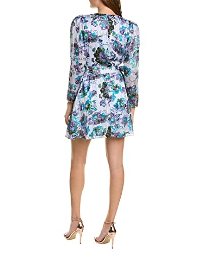 Bcbgmaxazria Women's Fit And Flare Mini Dress Long Puff Sleeve Surplice Neck Detachable Sash Belt, Multi, 6 #TOP1