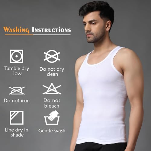 Image of Wearslim Premium Round Neck Super Combed Ultra Soft Cotton Vest for Man, Slim Fit Sleeveless Tank Tops Undershirts for Men with Extended Length for Easy Tuck