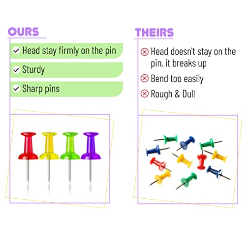 Mr. Pen- Push Pins, Thumb Tacks, Pack of 640 Pins, Tacks, Pin, Push Pins for Cork Board, Map Pins, Thumbtacks, Clear Colored Pushpins, Wall Tacks, Wall Pins, Stick Pins, Bulletin Board Pins, Map Tacks