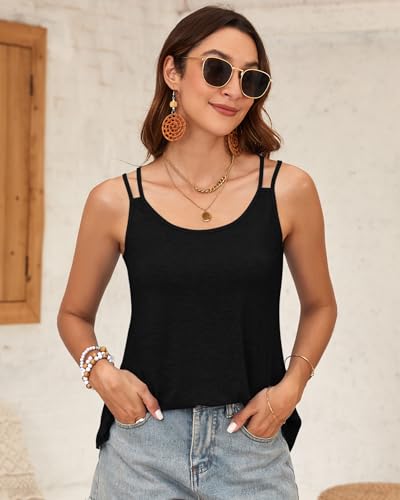 PLOKNRD Débardeur Femme Ample D'été Top Chic à Bretelles Col Rond, NOI, XL – vue 4