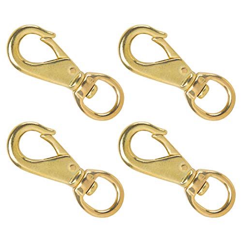 Aowesm 3-1/4 Inch Brass Snap Hook 3/4 Inch Swivel Eye - Solid Brass Diving Clips #1 - Bags, Belting, Leashes, Straps, Luggage, Leathercarft (Pack Of 4) #TOP2