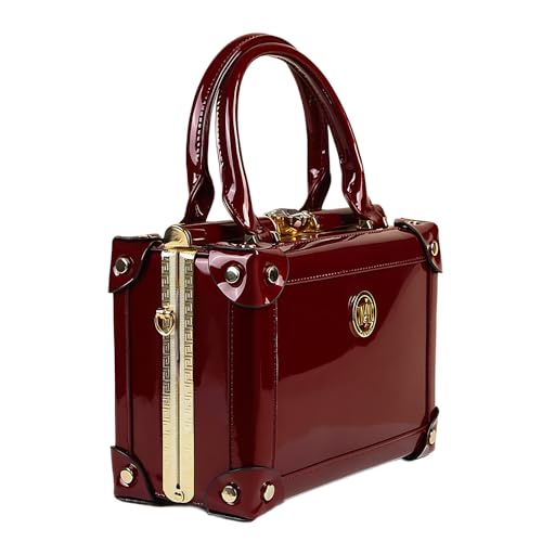 Rhinestone Buckle Evening Bag for Women Top Handle Satchel Handbags Leather Purses Hard Square Box Shoulder Crossbody Bags4