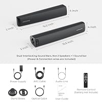 Assistrust Sound Bar for Smart TV, 90W Soundbar with Bluetooth/ARC/Optical/AUX Connect, Auto Volume Boost, 3 Equalizer Modes, 2 in 1 Detachable Soundbar for TV for TV/PC/Gaming/Projectors — image 8