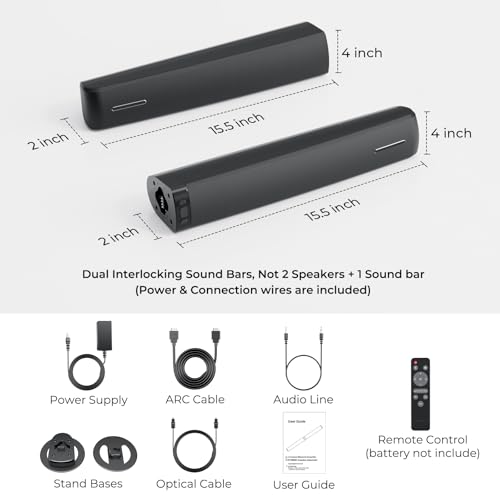 Assistrust Sound Bar for Smart TV, 90W Soundbar with Bluetooth/ARC/Optical/AUX Connect, Auto Volume Boost, 3 Equalizer Modes, 2 in 1 Detachable Soundbar for TV for TV/PC/Gaming/Projectors by Assistrust - Used condition - Image 5