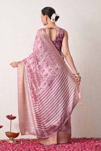 Image of MIRCHI FASHION Saree for Woman | Art Silk Floral Printed Ethnic Occasional Sari with Blouse