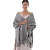 RIIQIICHY Winter Scarf for Women Grey Pashmina Shawls Wraps for Evening Dresses Large Warm Soft Scarves