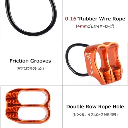 Azarxis Professional Rappel Gear Downhill Equipment, ATC Guide Belay Device Rock Climbing Descender for Outdoor Recreation, Strong Safe Durable (Orange) - Thumbnail 3