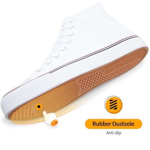 ZGR Men's High Top Canvas Sneakers Lace Up Classic Walking Shoes White US10 by ZGR - Used condition - Image 6