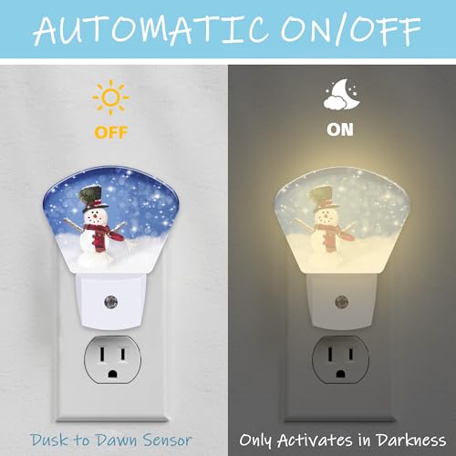 Image of Night Light Snowman Plug-in LED Dusk-to-Dawn Sensor Soft Night Lamp,Suitable for Home Bedroom Bathroom Hallway Stairs