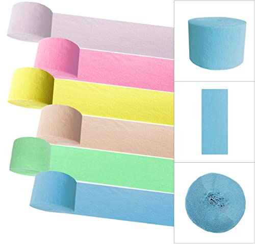 Innofun Birthday Party Crepe Paper Streamers Decoration,Colored Streamer Backdrop,Macaron,6 Rolls 492Ft(1.8 Inch X 82 Ft/Roll) Innofun-0722 #TOP1