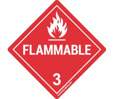 Chromalabel 1 Inch Permanent Durable Square D.o.t. Hazard Labels, Class 3 Flammable, 250/Roll #TOP1