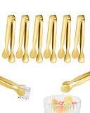 RAVNIX Pinzas Hielo Dulces, Pack 6 Doradas Acero Inoxidable Pequeñas Profesionales para Candy Bar, Buffet, Cócteles y Aperitivos – Versátiles y Duraderas