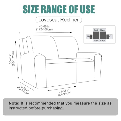 Image of Genina Recliner Loveseat Cover Stretch Couch Covers Sofa slipcover for 2 Seat Reclining Couch Thick Jacquard Furniture Protector (Light Blue)