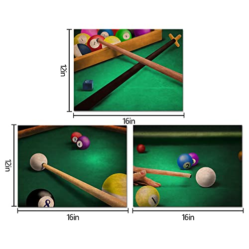 Homeoart Pool Room Decor Painting Billiard Wall Art Sports Theme Decor Picture Canvas Prints Gallery Wrapped 12"X16"X3 Panels #TOP4