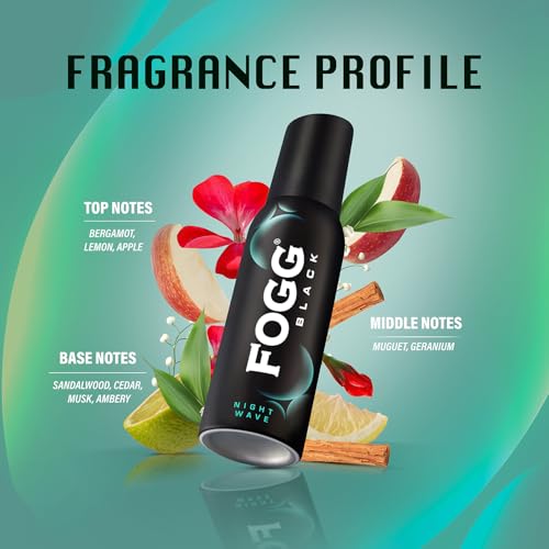 Image of Fogg Black Night Wave |No Gas| Long Lasting Perfume Deodorant Spray for Men & Women-120 ML