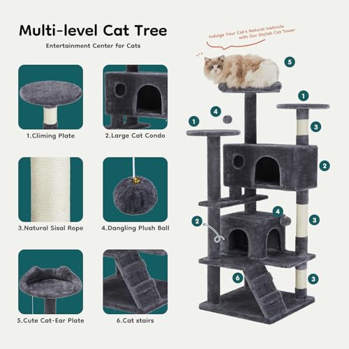 DUMOS 54-inch Cat Tree Tower with 40% Off - Indoor Playground - Image 4