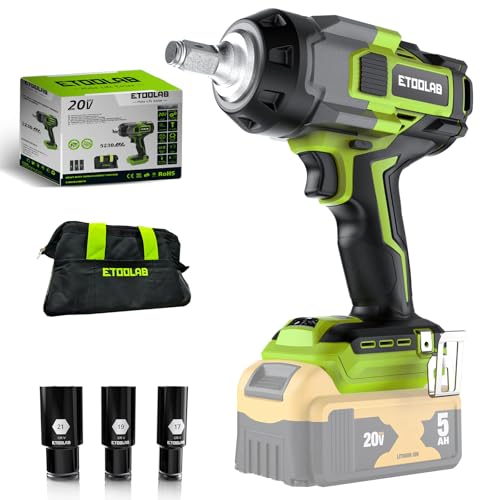 Impact Wrench 1/2 inch for DeWalt 20v Battery, Impact Wrench 750Ft-lbs(1000N.m) High Torque Brushless Electric Impact Gun, Power Impact Driver with 3-Mode Speed, LED Work Light(no battery) (Green)