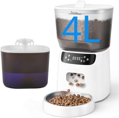 Automatic Cat Feeder and Water Fountain — shown in a real home setting for scale