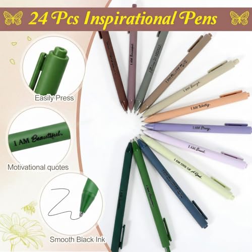 Image of Mooliwe 48 Pcs Positive Affirmation Gift Set Gratitude Notebooks with Pens Small Bags Motivational Encouragement Notepads Daily Affirmations Journal for Women Stress Relief Self Care (Morandi)