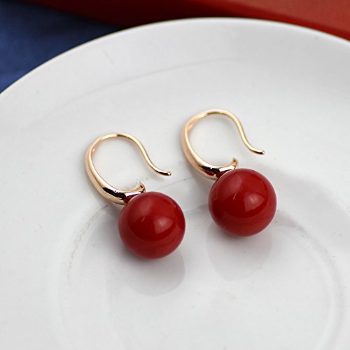 Charming Earrings Drop Simulated Pearl Hook 12MM Red Earrings for Women4
