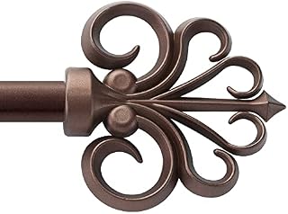 Deco Window 19/16 MM Adjustable 91 cm to 168 cm Brown Curtain Pole/Rod for Windows & Door Curtains with Decorative Finials & Brackets Set
