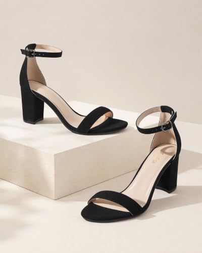 Image of Ankis Heels for Women Open Toe Ankle Strap Chunky Heel Sandals 2.75 Inch