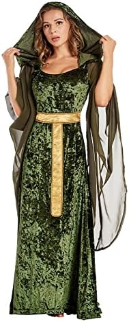 Women's Medieval Lace-up Vintage Hooded Cloak Robe Adult Costume Retro Cosplay Long Dress Halloween Party Costume - Image 5