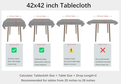 NEWISHER Grey Square Tablecloth 42x42 inch, Heavy Duty Polyester Fabric Table Cloth, Reusable Washable Solid Table Cover for Dining, Kitchen, Party, Wedding, Indoor Outdoor Tabletop Decoration by NEWISHER - Used condition - Image 4