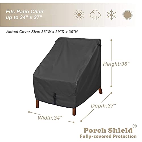 Porch Shield Waterproof Patio Chair Covers - 2 Pack Lounge Deep Seat Cover 34W X 37D X 36H Inch Bundles With 3-Seater Loveseat Sofa Cover 86W X 38D X 35H, Black #TOP1