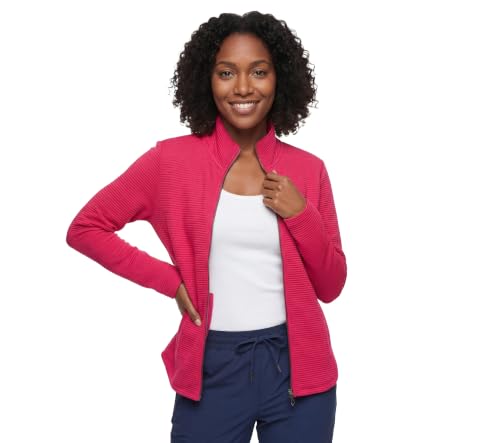 Skechers Gowalk Hoodless Hoodie Shine Scoop Hem Jacket, Bright Peony, Large