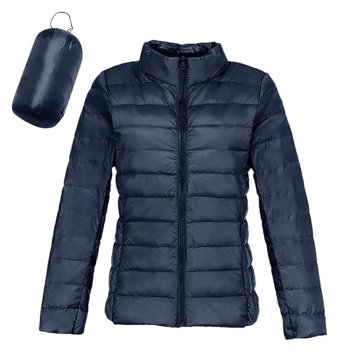 SIYAN Chaqueta De Invierno, Chaqueta De Entretiempo For Mujer, Chaqueta Acolchada Ligera, Chaqueta Cálida De Invierno, Cremallera De Otoño, Chaqueta Acolchada, Abrigo Acolchado(Navy blue,XXL)