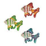 NOIAFZY 3PCS Diamond - Studded Fish Brooch - Painting - Inspired Tropical Fish Pin for Fashionable Adornment