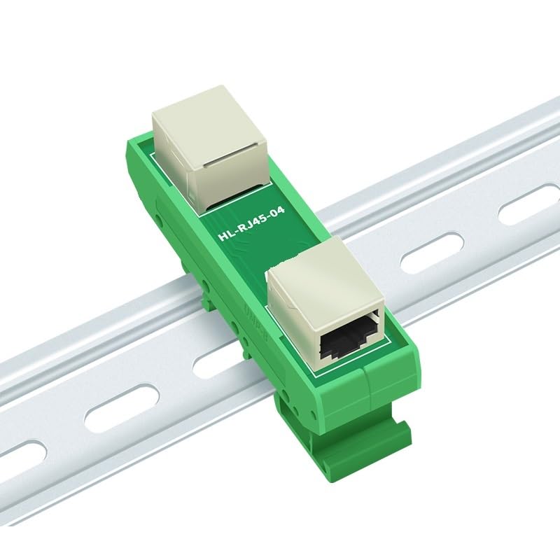 HL-RJ45-04 RJ45 48V Female 8P8C Breakout Board with DIN Rail Mounting Bracket(Vertical)