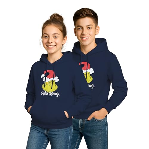 Grinch Pullover 18 United Labels Der Grinch Hoodie für Kinder, Dunkelblau, Feelin...