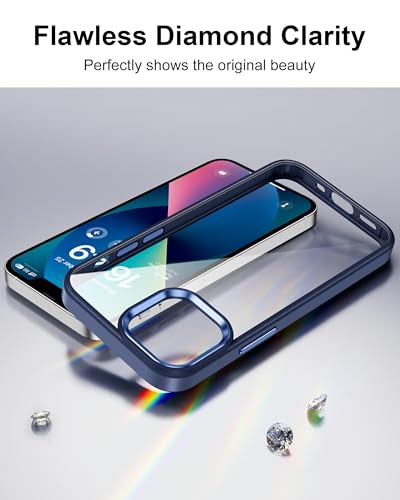 Image of HOOMIL Case for iPhone 12 Mini 5.4-Inch, Non-Yellowing, Drop Protection, Anti-Scratch Transparent Hard Back Phone Cover - Blue